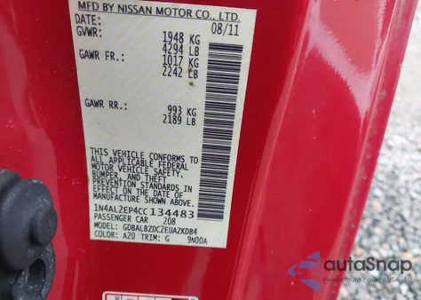 2012 Nissan Altima 2.5 S z USA, uszkodzony, nr VIN 1N4AL2EP4CC134483